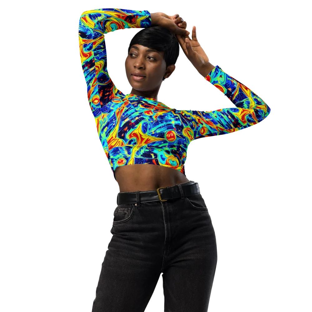 Sonic Tides on Long Sleeve Crop Top — Front