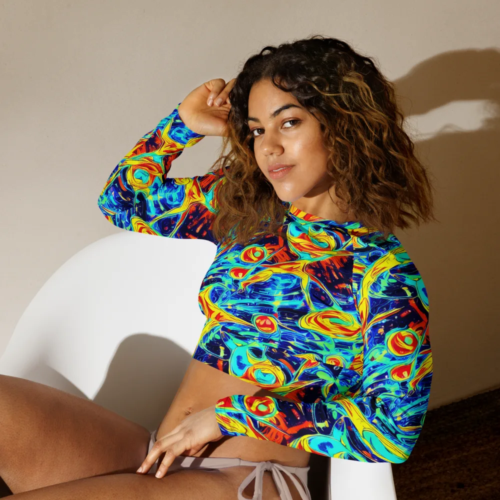 Sonic Tides on Long Sleeve Crop Top — Left Front