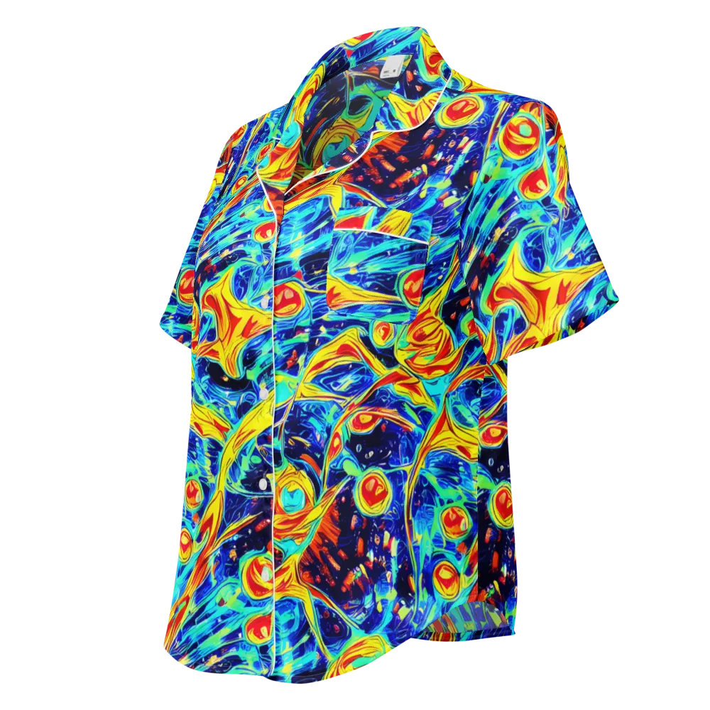 Sonic Tides on Women's Short Sleeve Pajama Top — Left Front