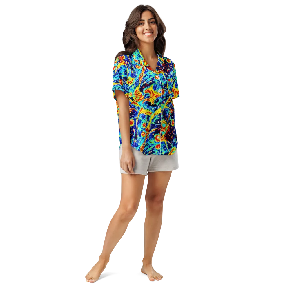Sonic Tides on Women's Short Sleeve Pajama Top — Front