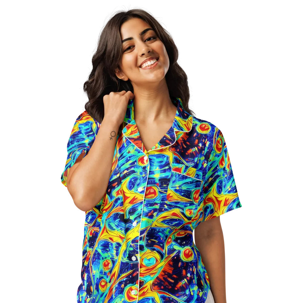 Sonic Tides on Women's Short Sleeve Pajama Top — Front