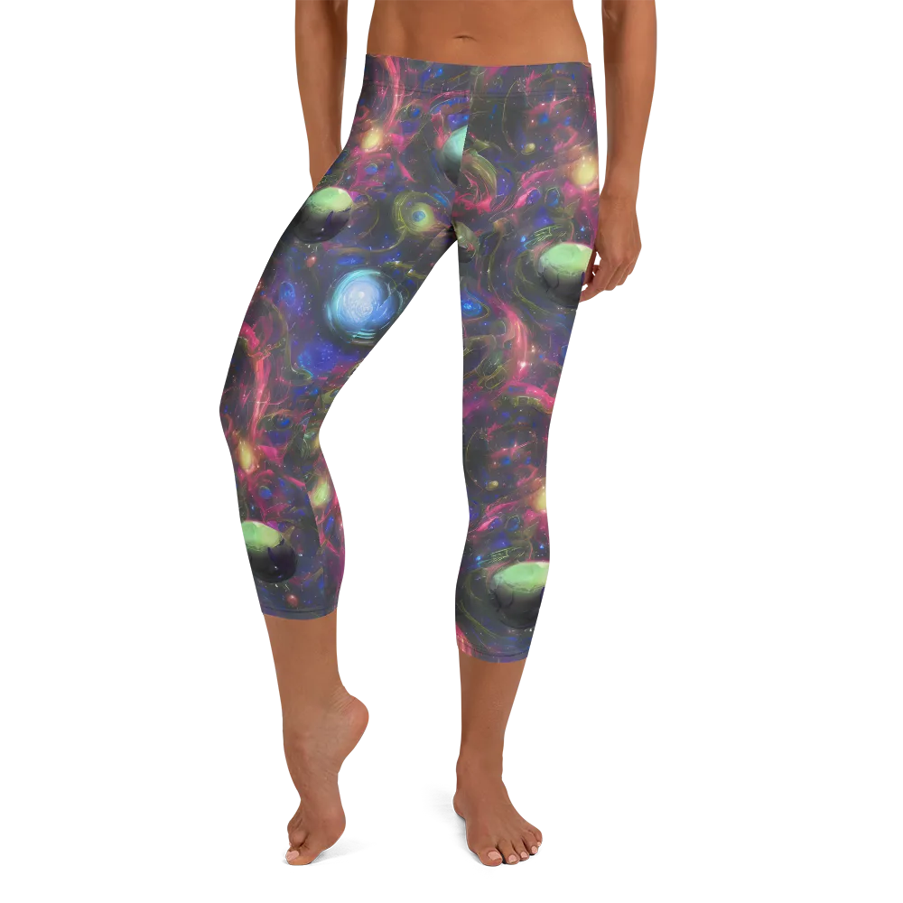 Nebula Mirage on Capri Leggings — Front