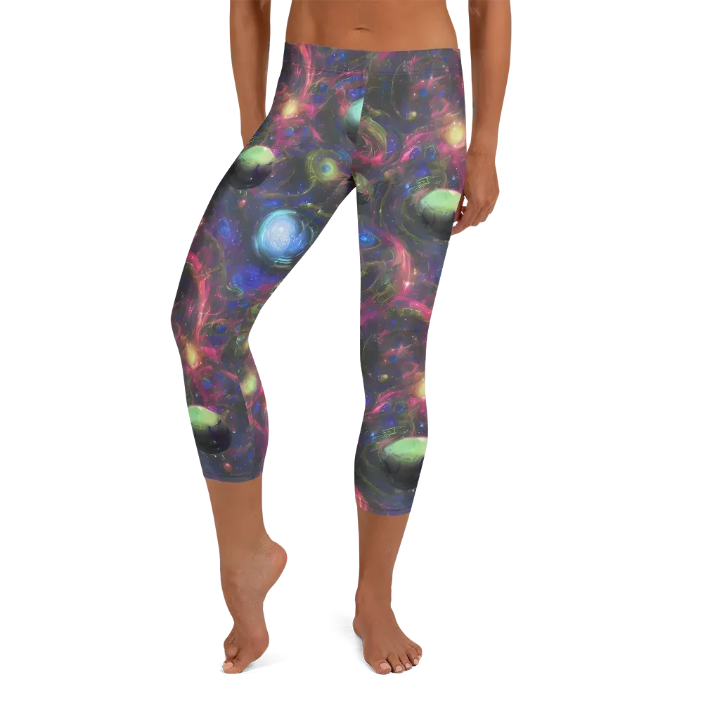 Nebula Mirage on Capri Leggings — Front