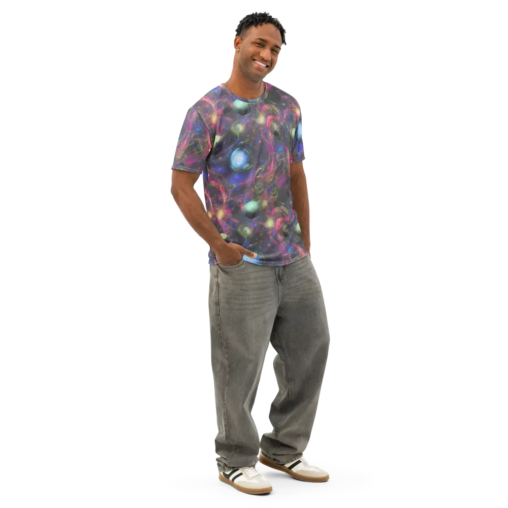 Nebula Mirage on Men's Cotton Crew Neck T-Shirt — Right Front
