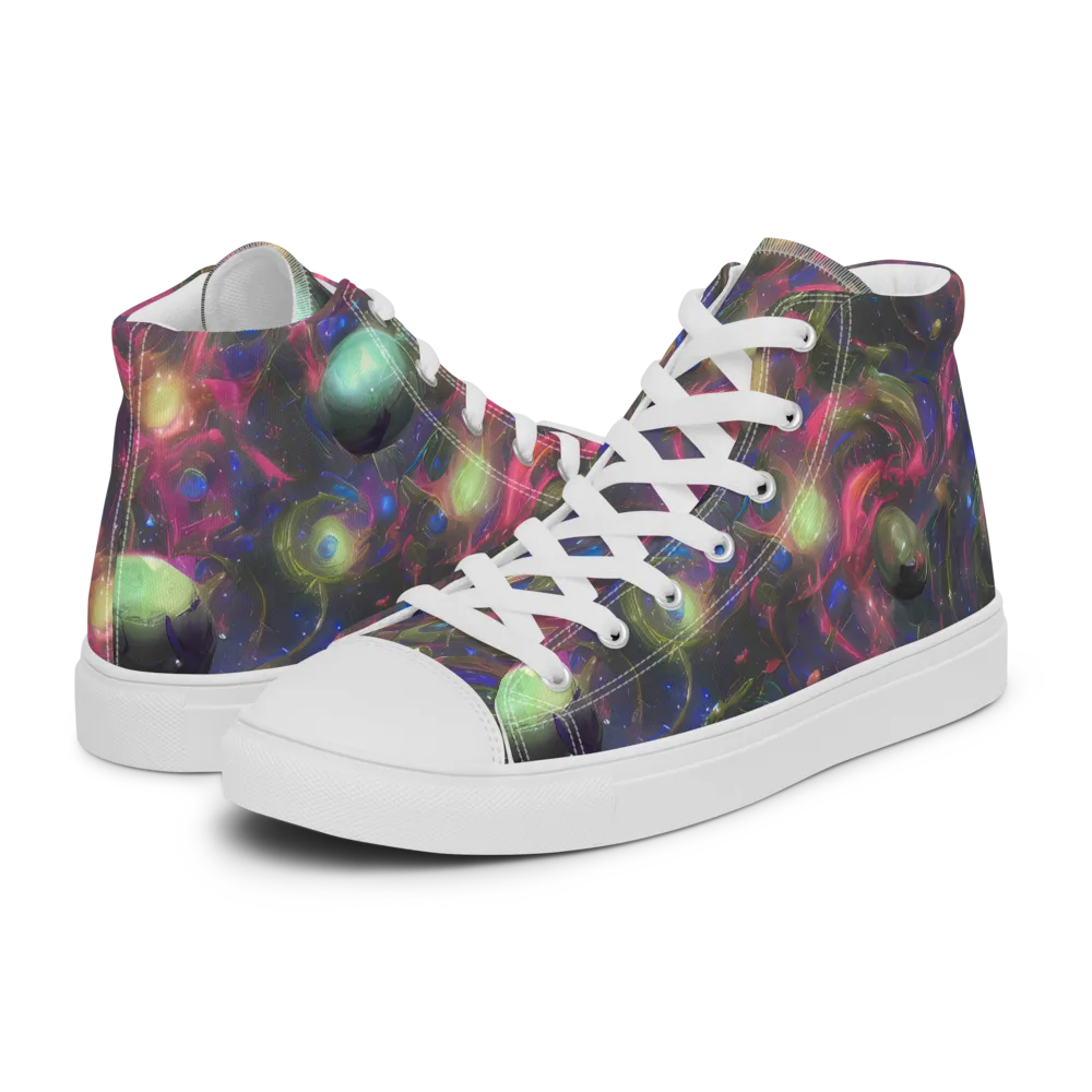 Nebula Mirage on Men's High Top Canvas Shoes — Left