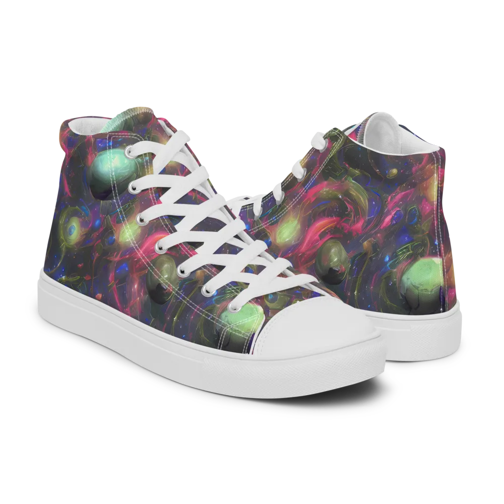 Nebula Mirage on Men's High Top Canvas Shoes — Right