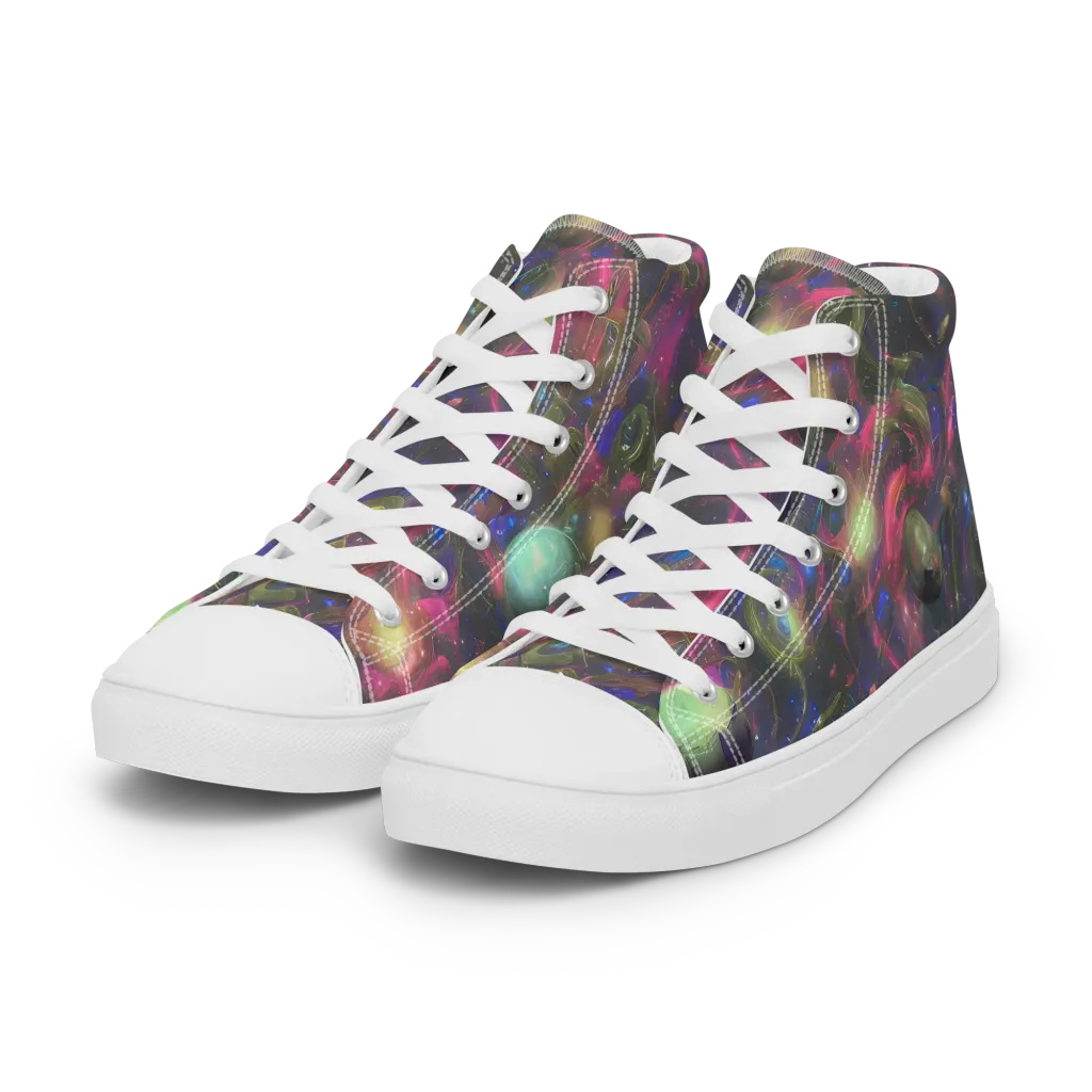 Nebula Mirage on Women's High Top Canvas Shoes — Left Front