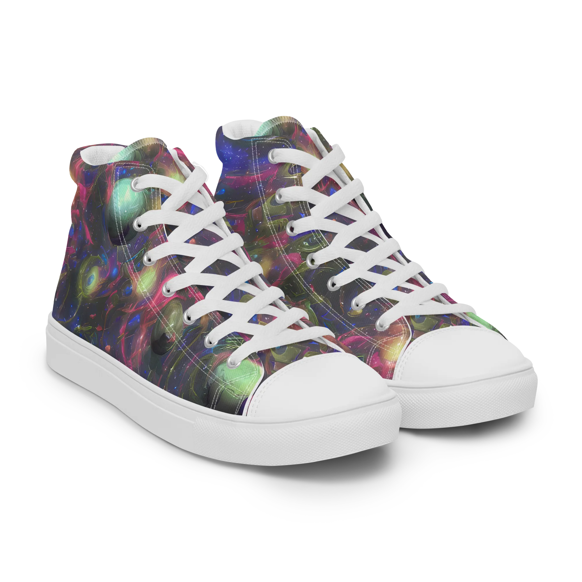 Nebula Mirage on Women's High Top Canvas Shoes — Right Front