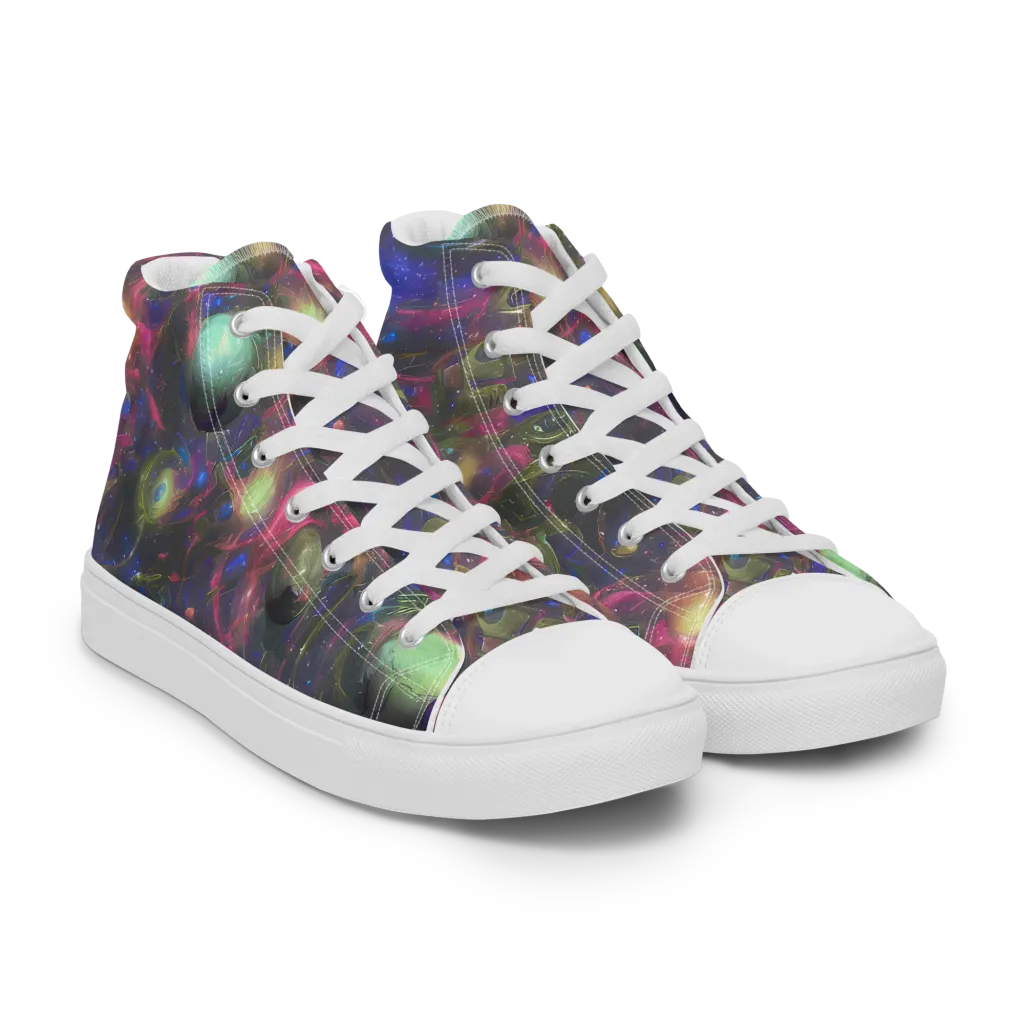 Nebula Mirage on Women's High Top Canvas Shoes — Right Front