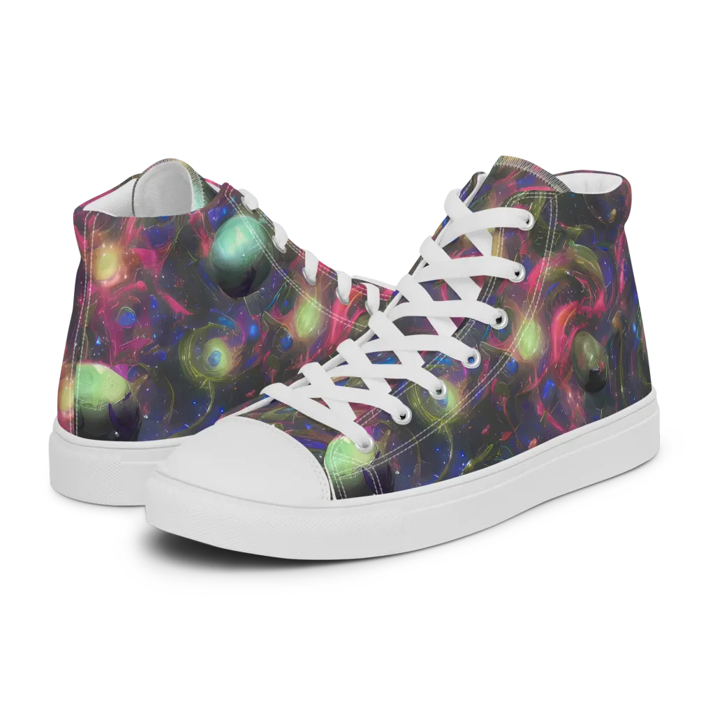 Nebula Mirage on Women's High Top Canvas Shoes — Left