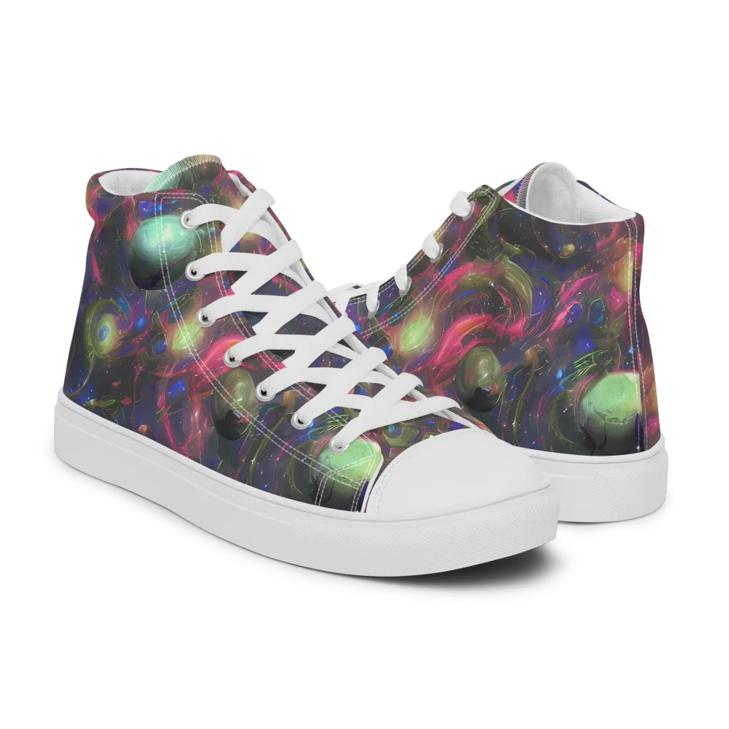 Nebula Mirage on Women's High Top Canvas Shoes — Right