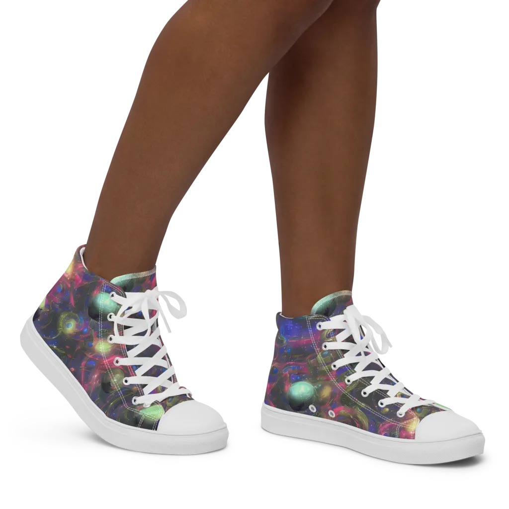 Nebula Mirage on Women's High Top Canvas Shoes — Right