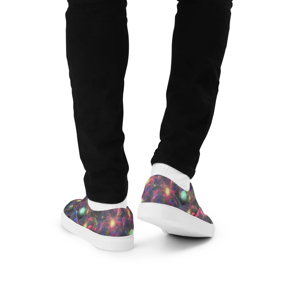 Nebula Mirage on Men's Lace-Up Canvas Shoes — Back