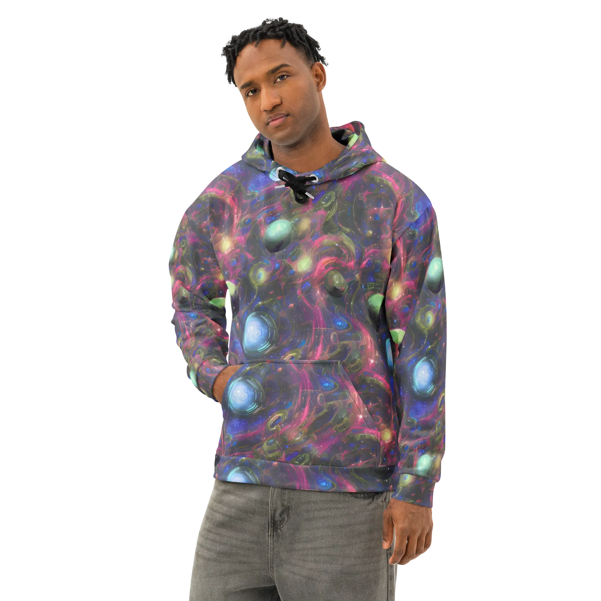 Nebula Mirage on Cotton Hoodie — Left Front