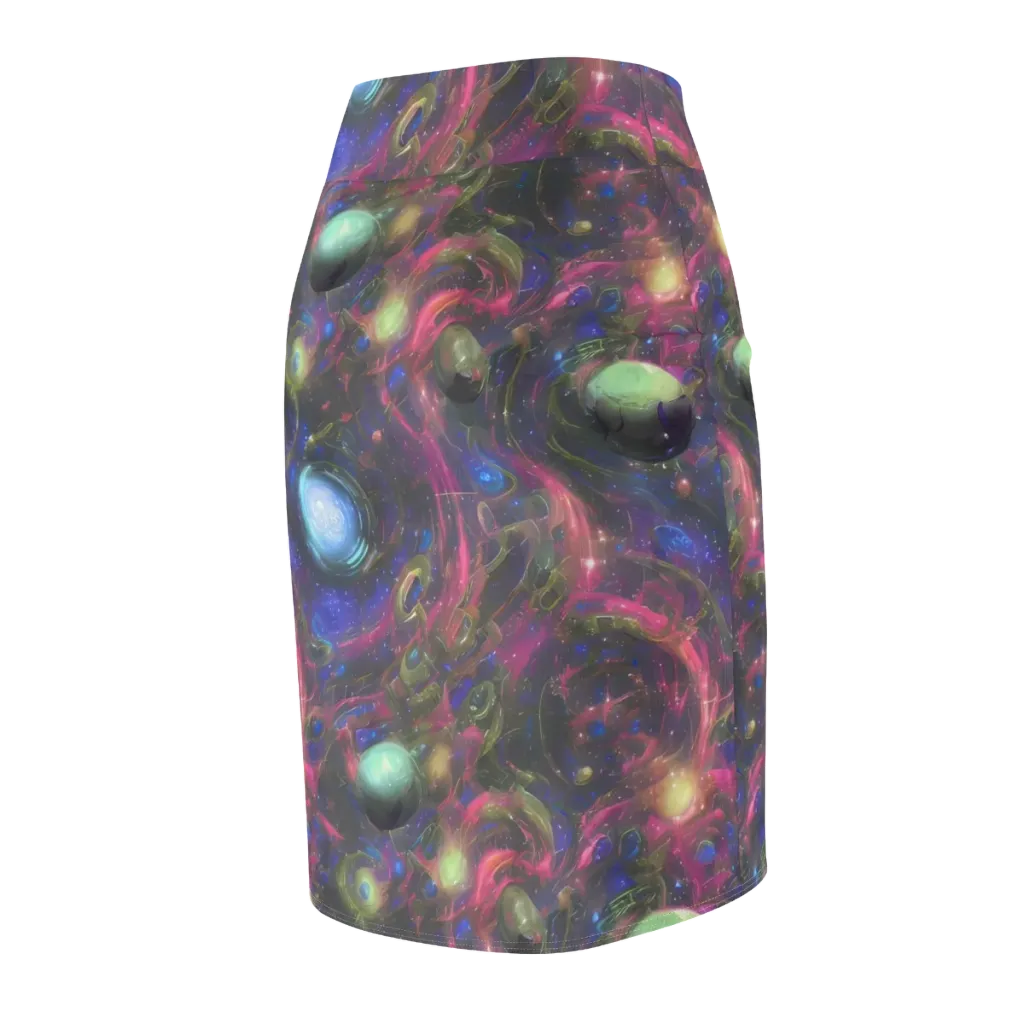 Nebula Mirage on Pencil Skirt — Back Side