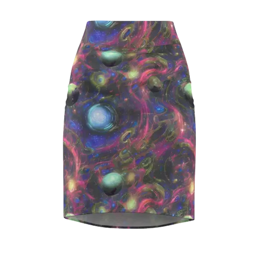 Nebula Mirage on a Pencil Skirt