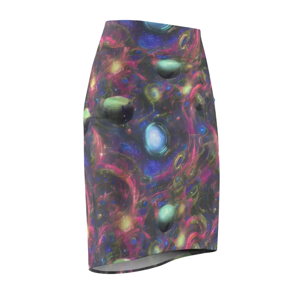 Nebula Mirage on Pencil Skirt — Front Side