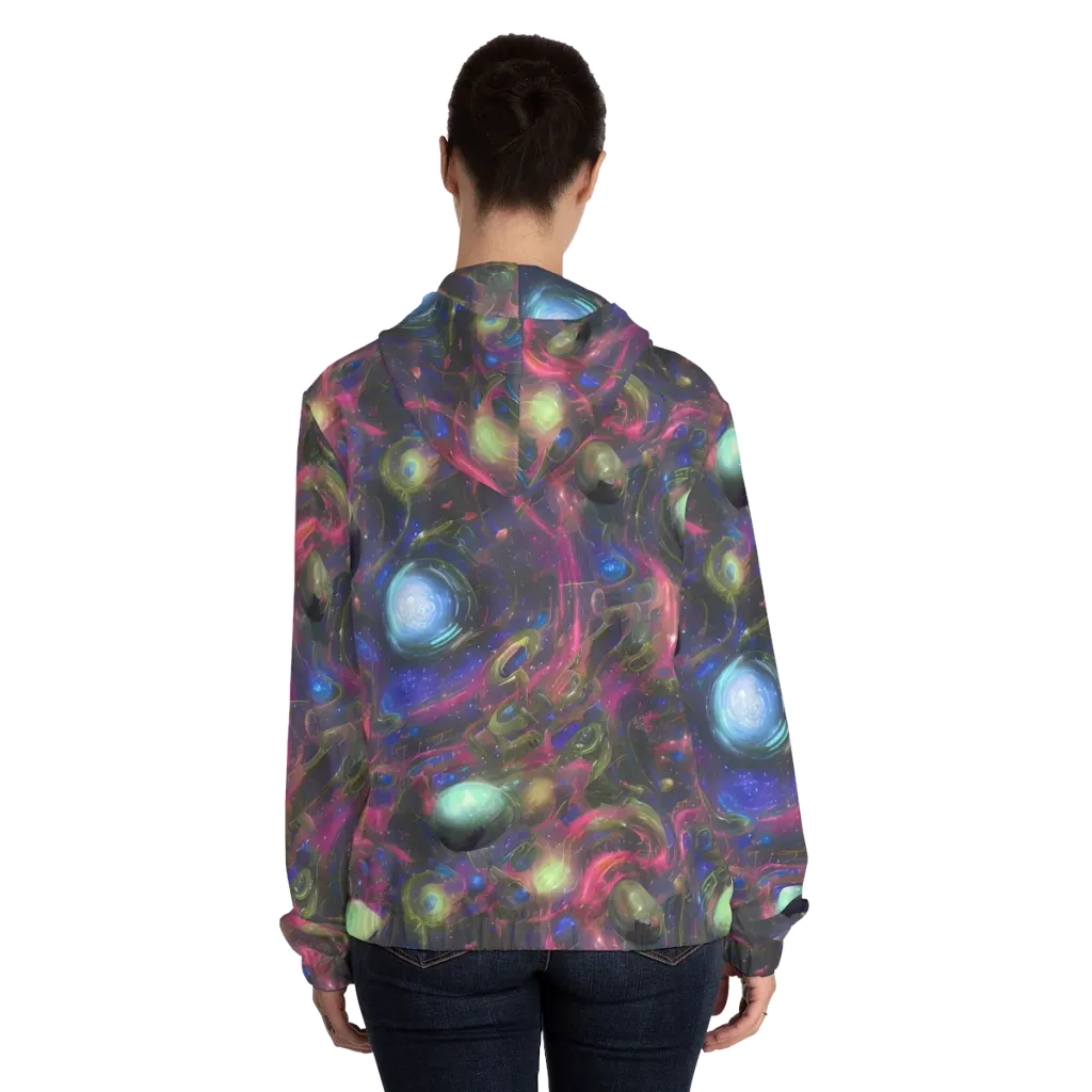 Nebula Mirage on Women's Full-Zip Hoodie — Back On Person