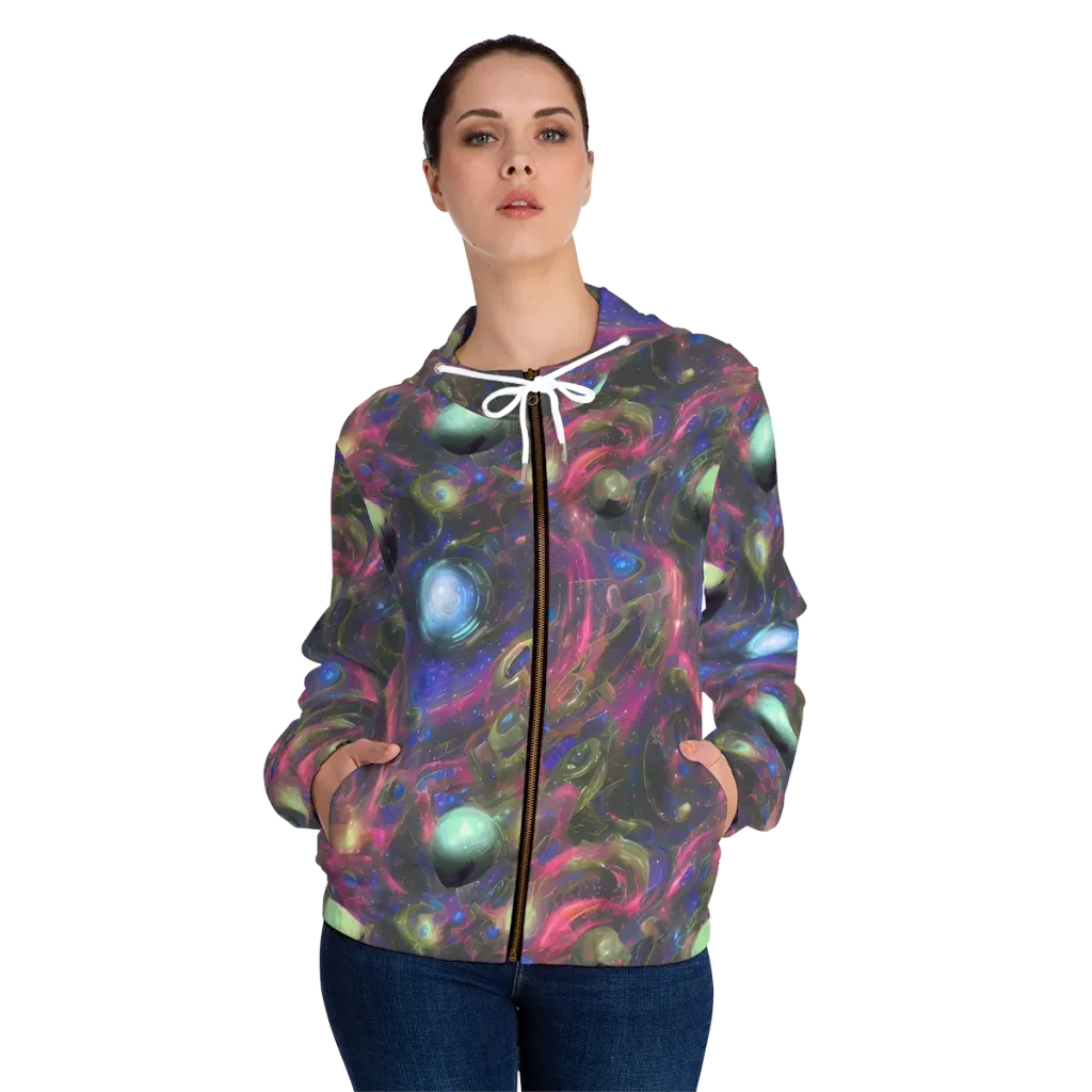 Nebula Mirage on Women's Full-Zip Hoodie — Front On Person