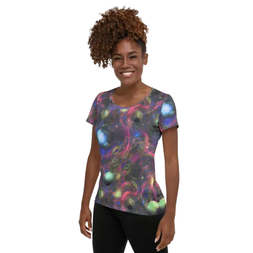 Nebula Mirage on a Women's Athletic T-Shirt