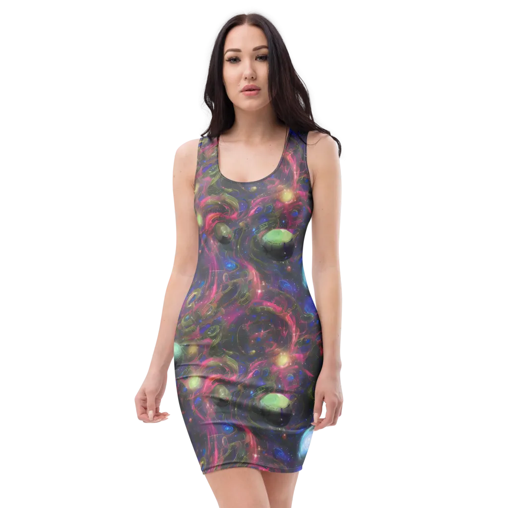 Nebula Mirage on Bodycon Dress — Front