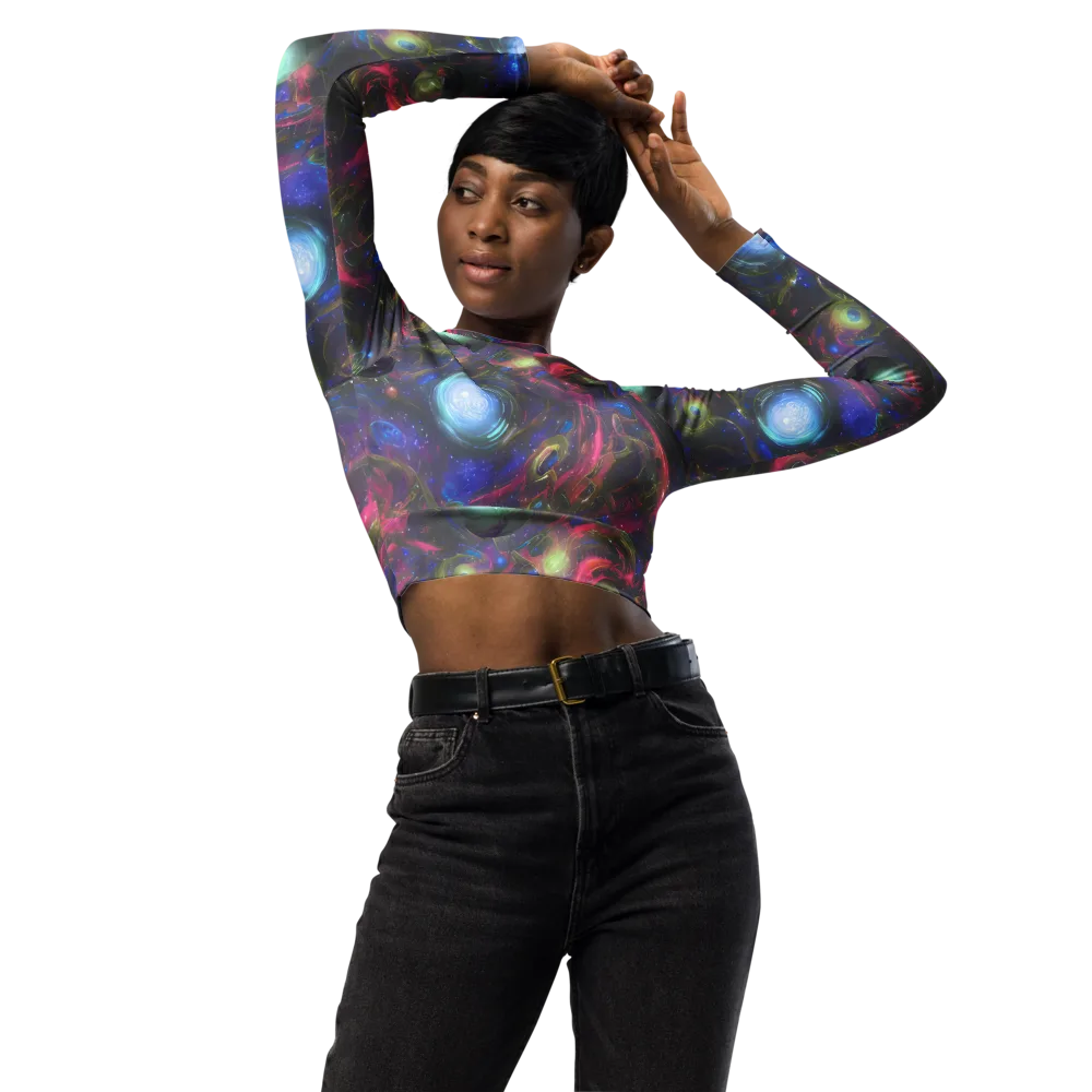 Nebula Mirage on Long Sleeve Crop Top — Front