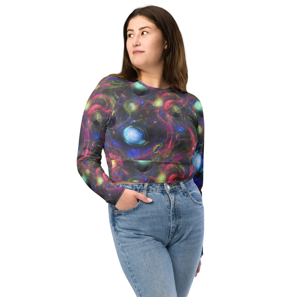 Nebula Mirage on Long Sleeve Crop Top — Front