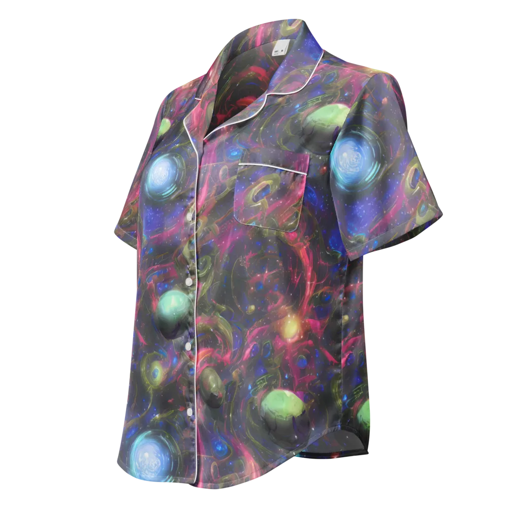 Nebula Mirage on Women's Short Sleeve Pajama Top — Left Front