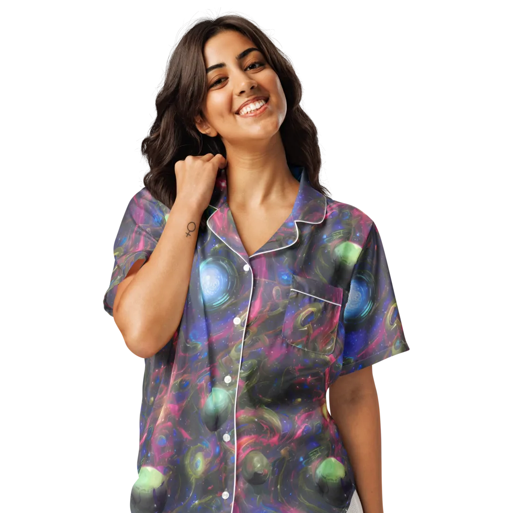 Nebula Mirage on Women's Short Sleeve Pajama Top — Front