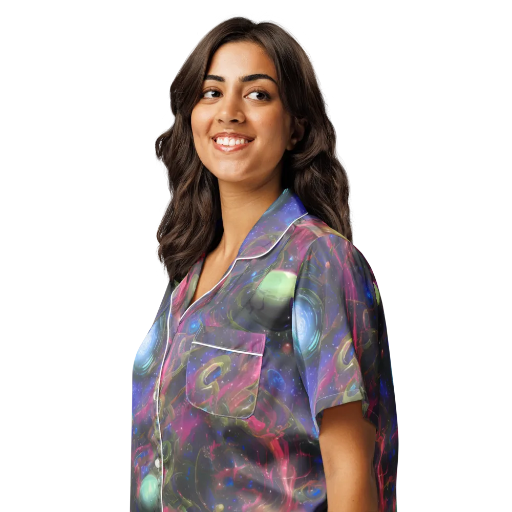Nebula Mirage on Women's Short Sleeve Pajama Top — Left Front