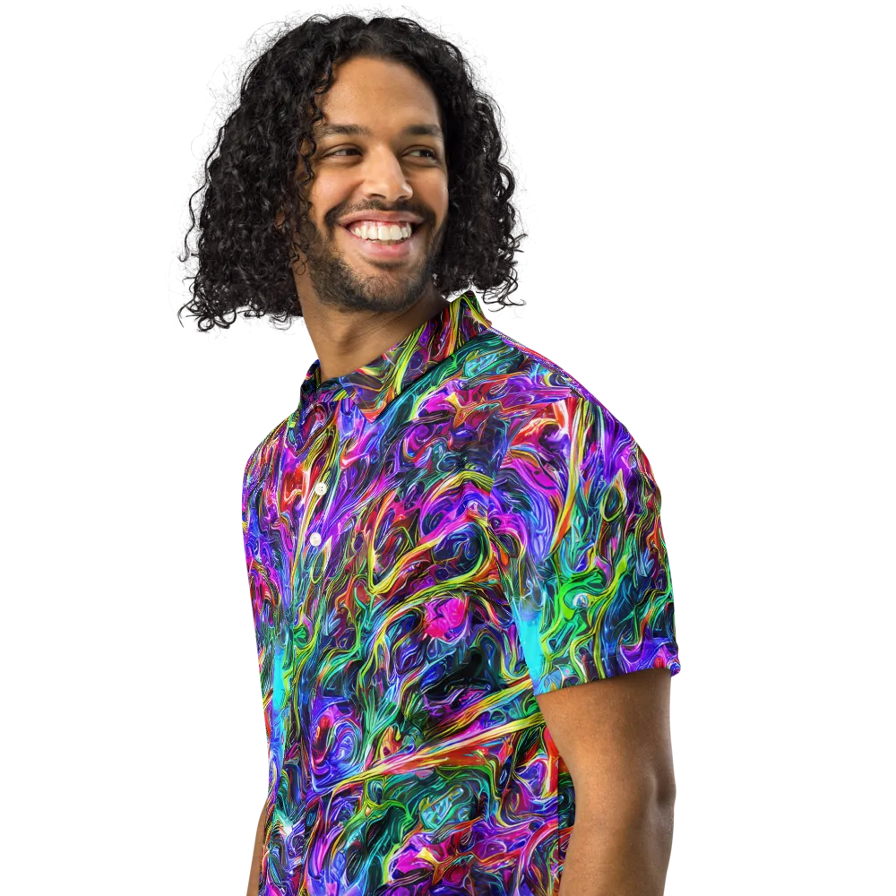 Synthetic Sunset on Men's Slim Fit Polo Shirt — Left Front