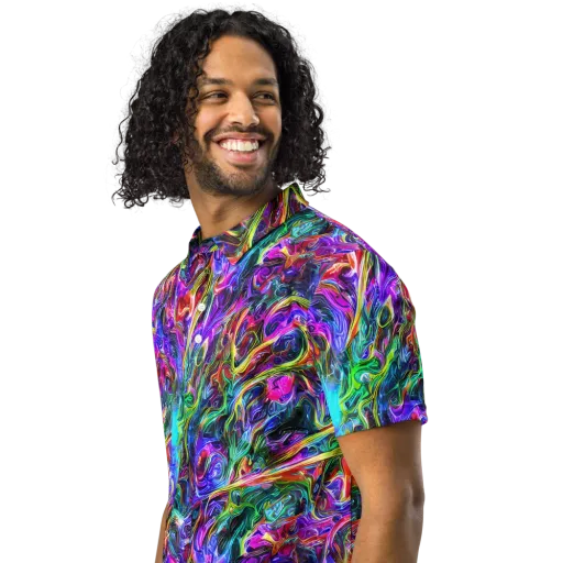 Synthetic Sunset on a Men's Slim Fit Polo Shirt