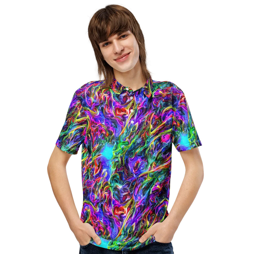 Synthetic Sunset on Men's Slim Fit Polo Shirt — Front