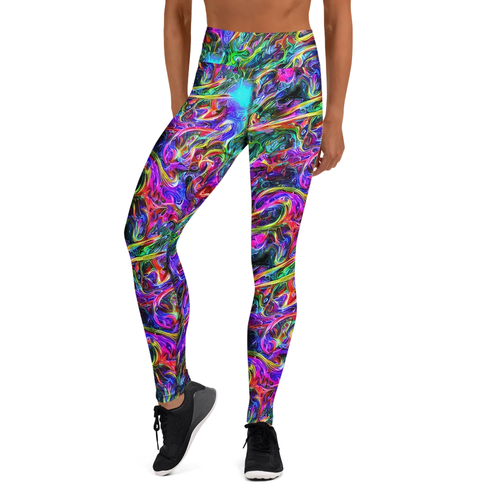 Synthetic Sunset on Yoga Leggings — Front