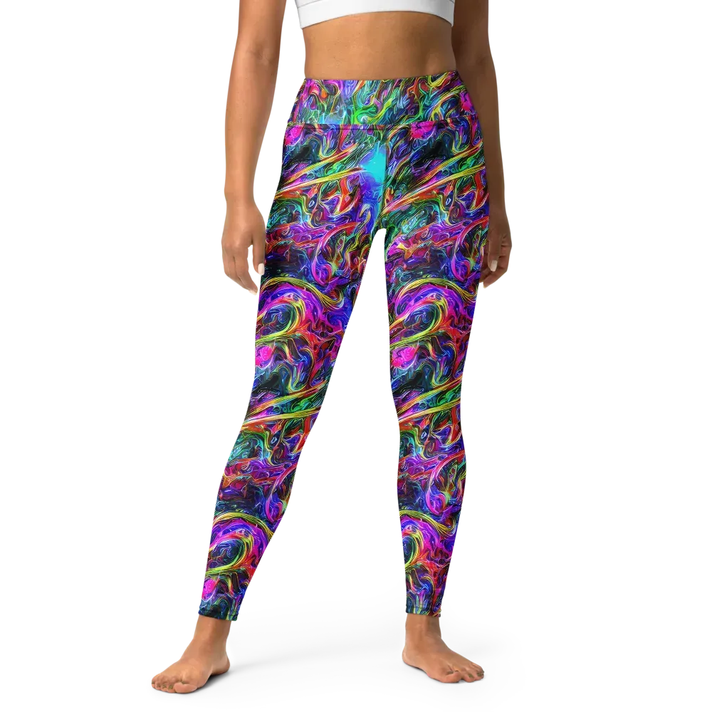 Synthetic Sunset on Yoga Leggings — Front