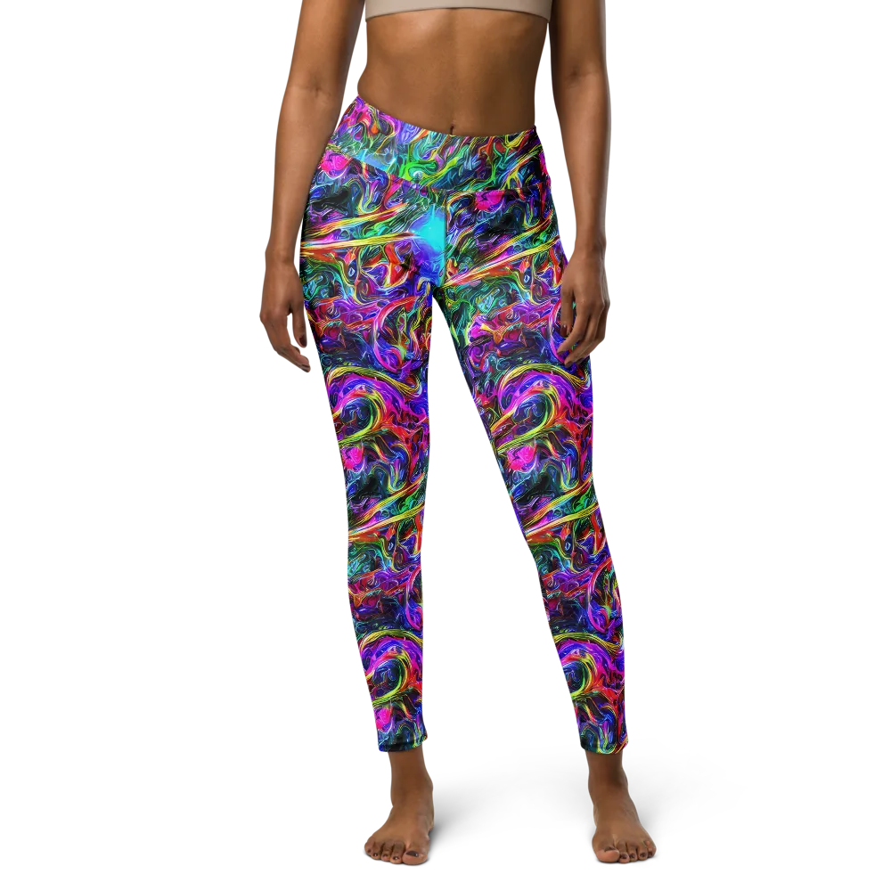 Synthetic Sunset on Yoga Leggings — Front