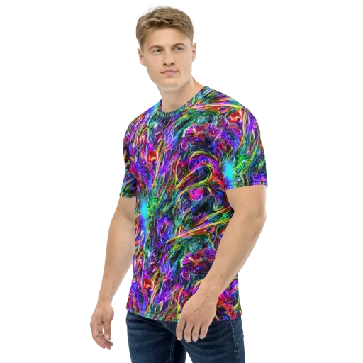 Synthetic Sunset on a Men's Crew Neck T-Shirt