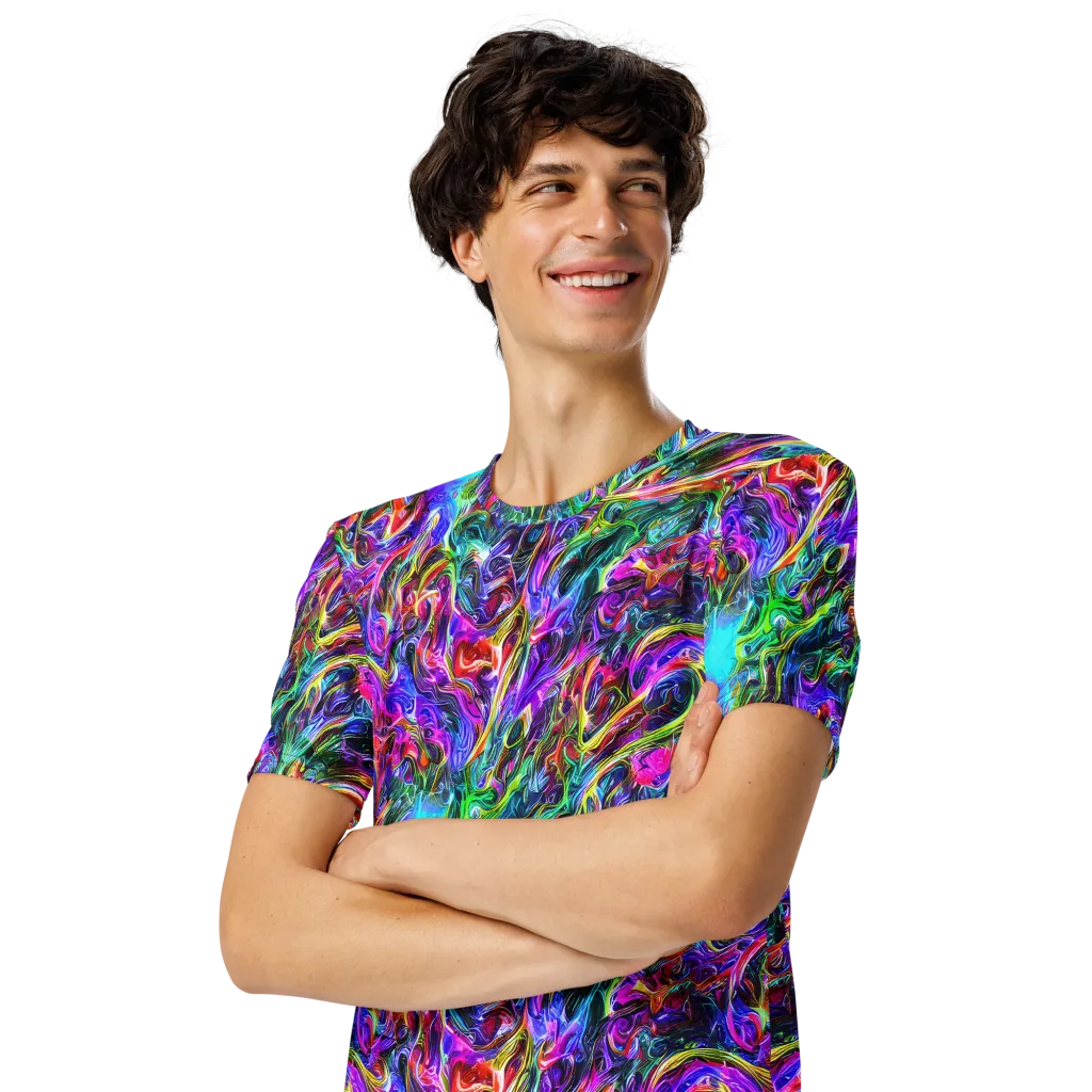 Synthetic Sunset on Men's Crew Neck T-Shirt — Left Front