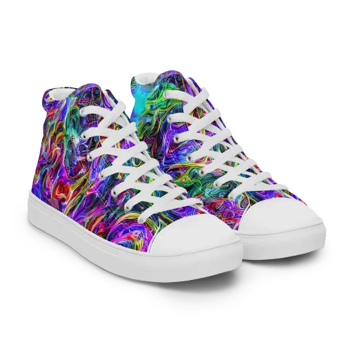 Synthetic Sunset on a Men's High Top Canvas Shoes