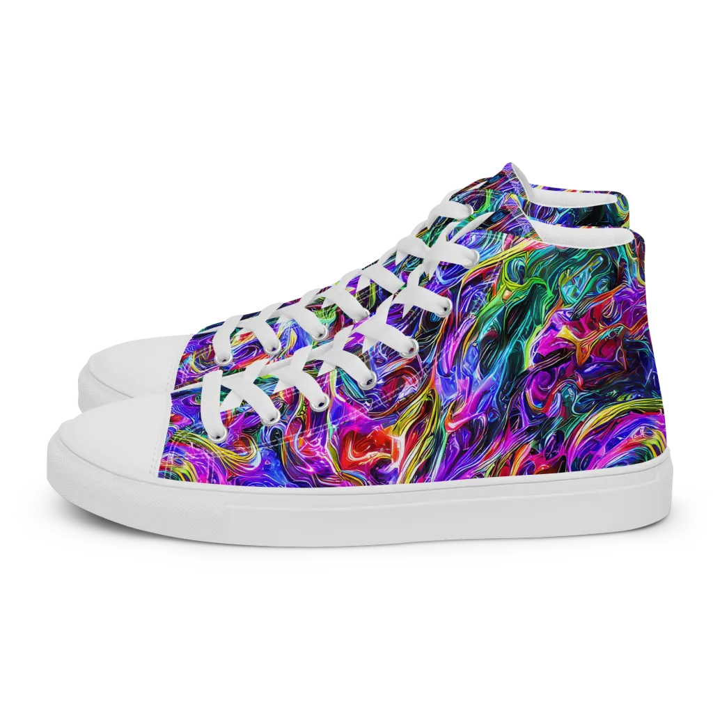 Synthetic Sunset on Men's High Top Canvas Shoes — Left