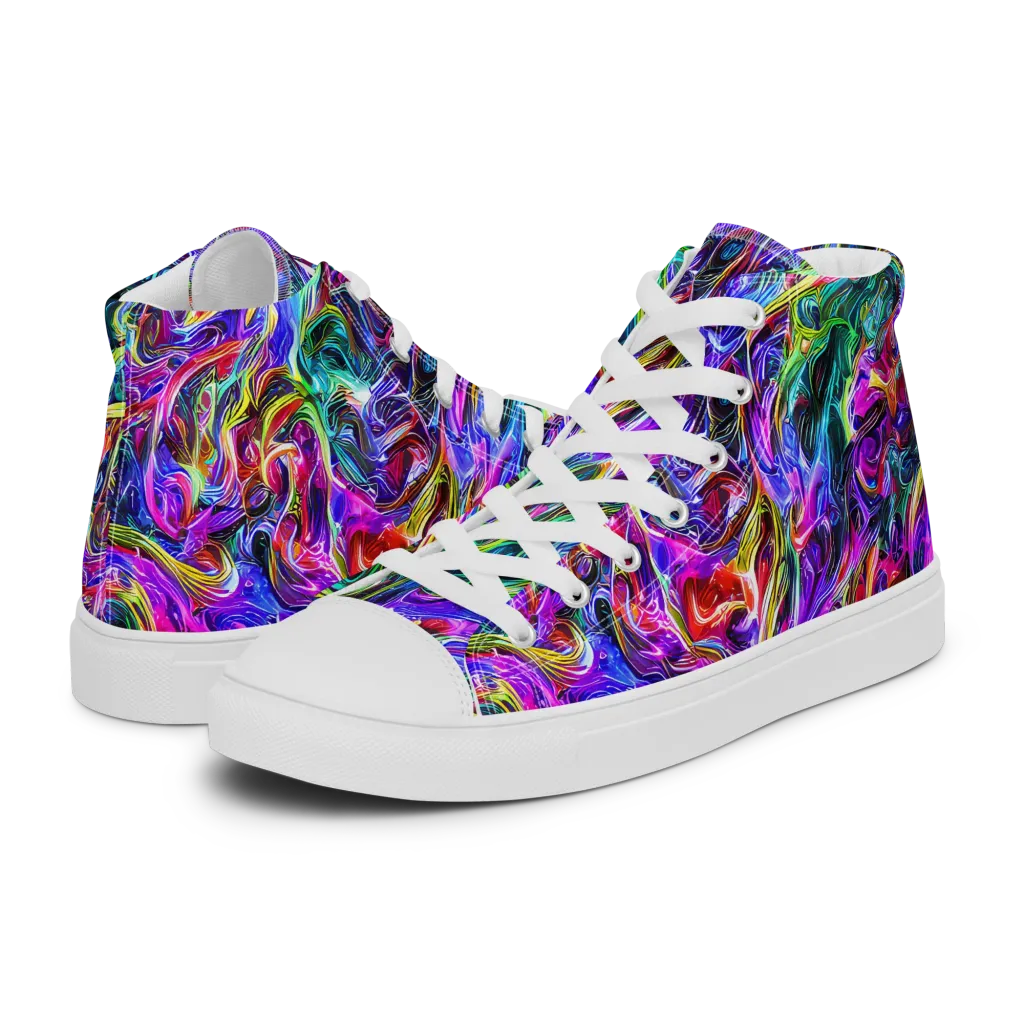 Synthetic Sunset on Men's High Top Canvas Shoes — Left