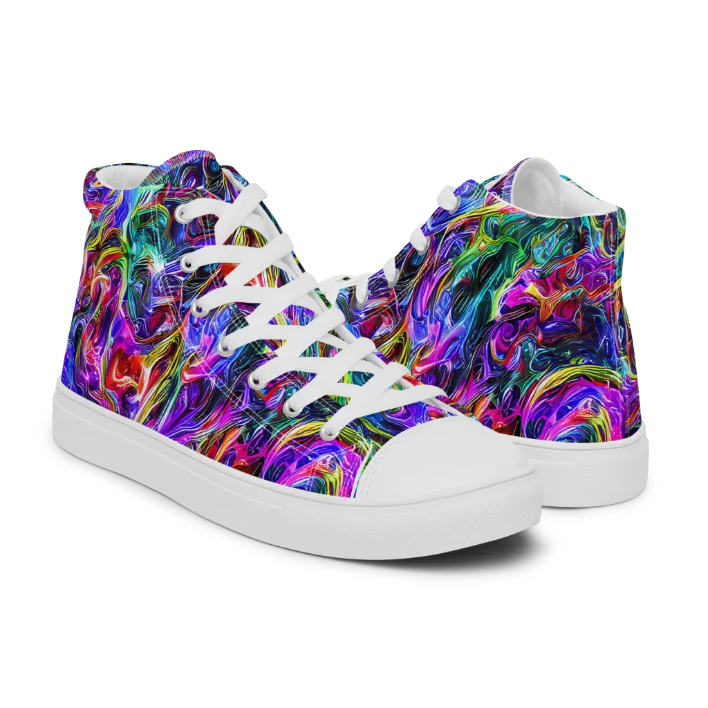 Synthetic Sunset on Men's High Top Canvas Shoes — Right