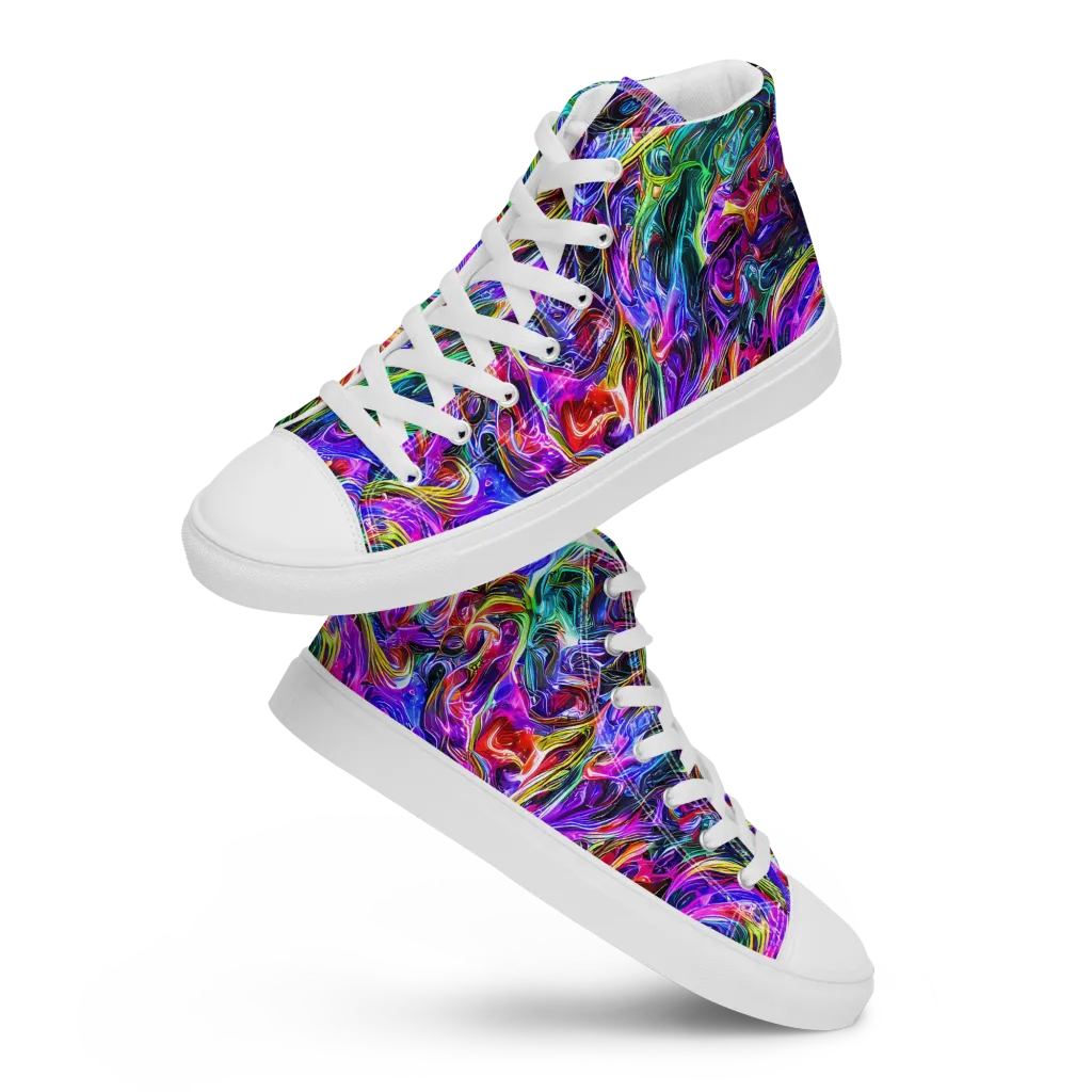 Synthetic Sunset on Men's High Top Canvas Shoes — Front