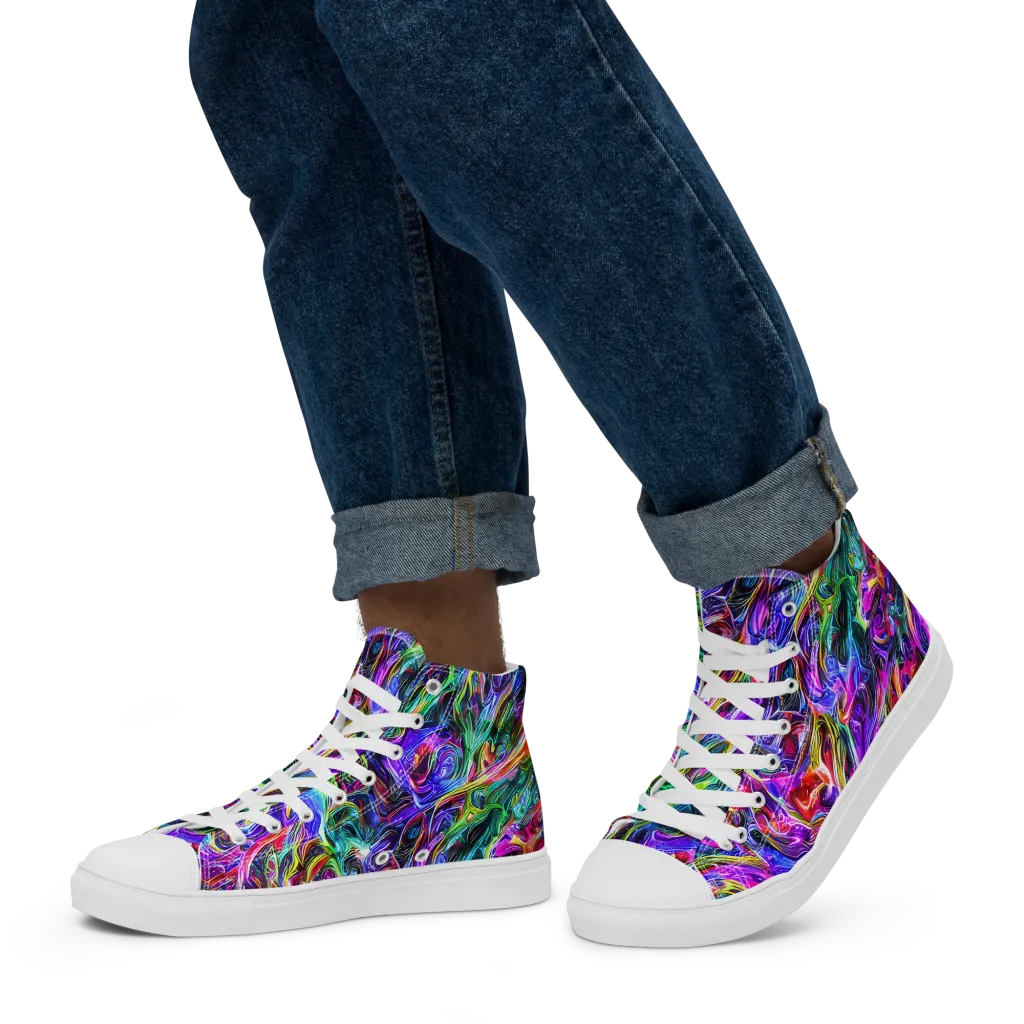 Synthetic Sunset on Men's High Top Canvas Shoes — Left