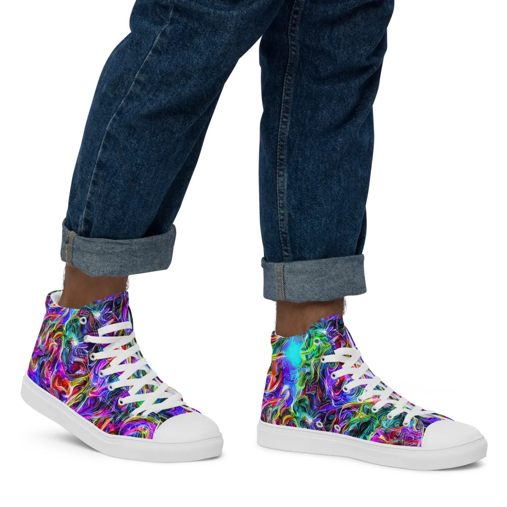 Synthetic Sunset on Men's High Top Canvas Shoes — Right