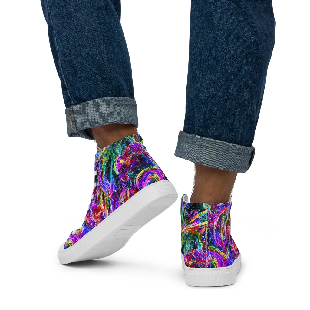 Synthetic Sunset on Men's High Top Canvas Shoes — Back