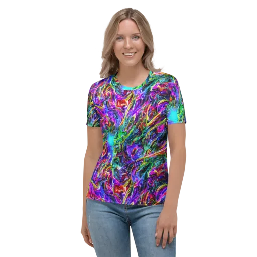 Synthetic Sunset on a Women's Crew Neck T-Shirt