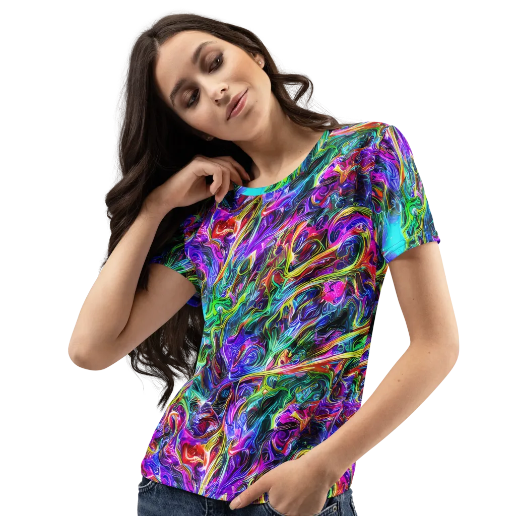 Synthetic Sunset on Women's Crew Neck T-Shirt — Left Front