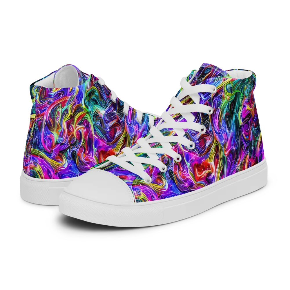 Synthetic Sunset on Women's High Top Canvas Shoes — Left