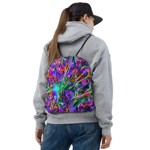 Synthetic Sunset on a Drawstring Bag